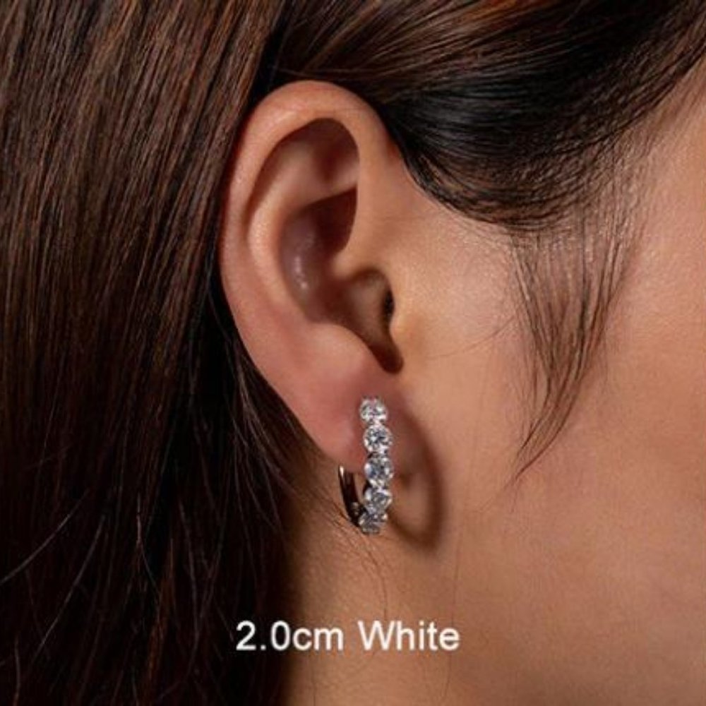 Certified 3ct. t.w. Moissanite Diamond 2cm Huggie Hoop Earrings NEW - Picture 3 of 16